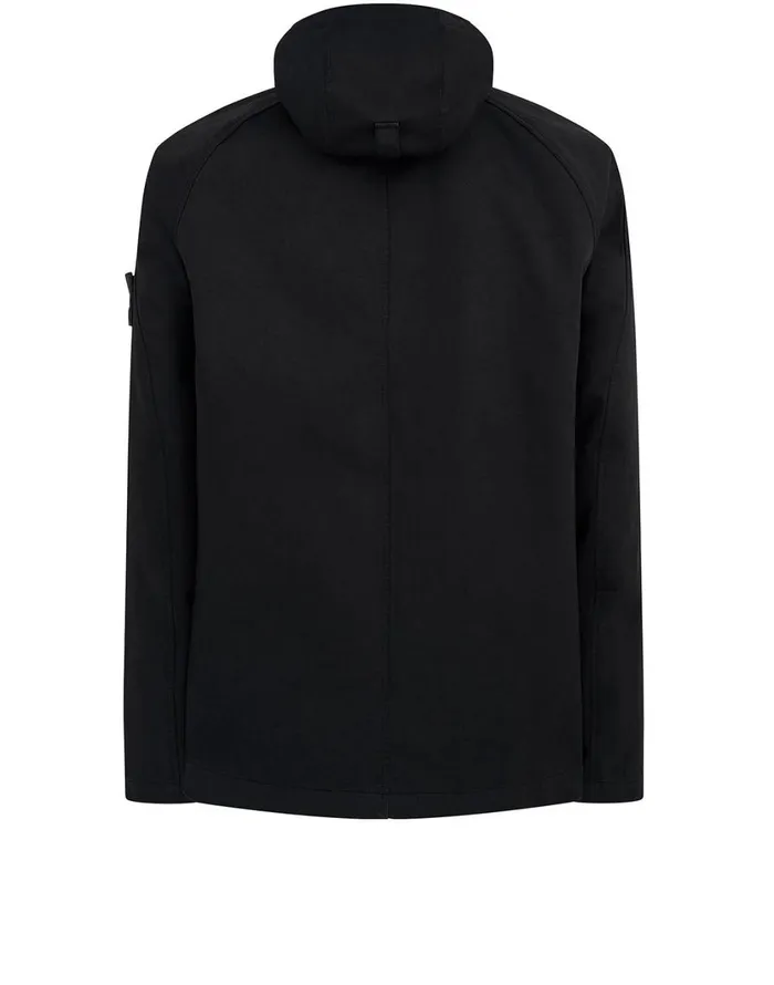 441F1 Raso Gommato Double Ghost Piece Hooded Jacket In BlackJackets Black Mens Stone Island Coats and Jackets