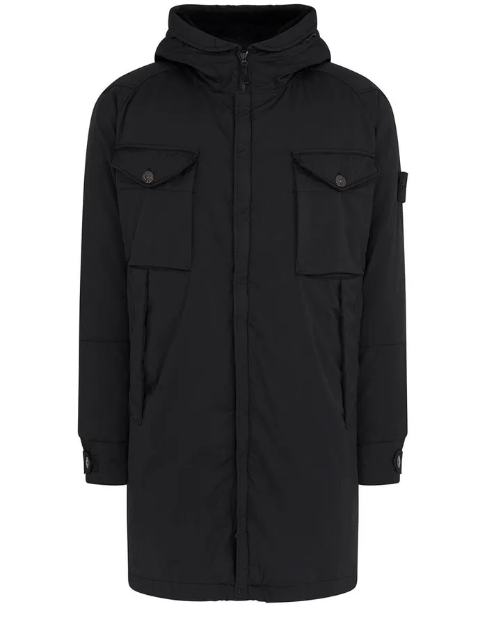 716F2 Stretch Wool NylonTc Down Ghost Piece Fishtail Parka In BlackJackets Black Mens Stone Island Coats and Jackets 716F2 Stretch Wool NylonTc Down Ghost Piece Fishtail Parka In BlackJackets Black Mens Stone Island Coats and Jackets