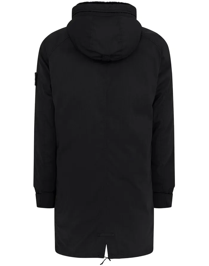 716F2 Stretch Wool NylonTc Down Ghost Piece Fishtail Parka In BlackJackets Black Mens Stone Island Coats and Jackets