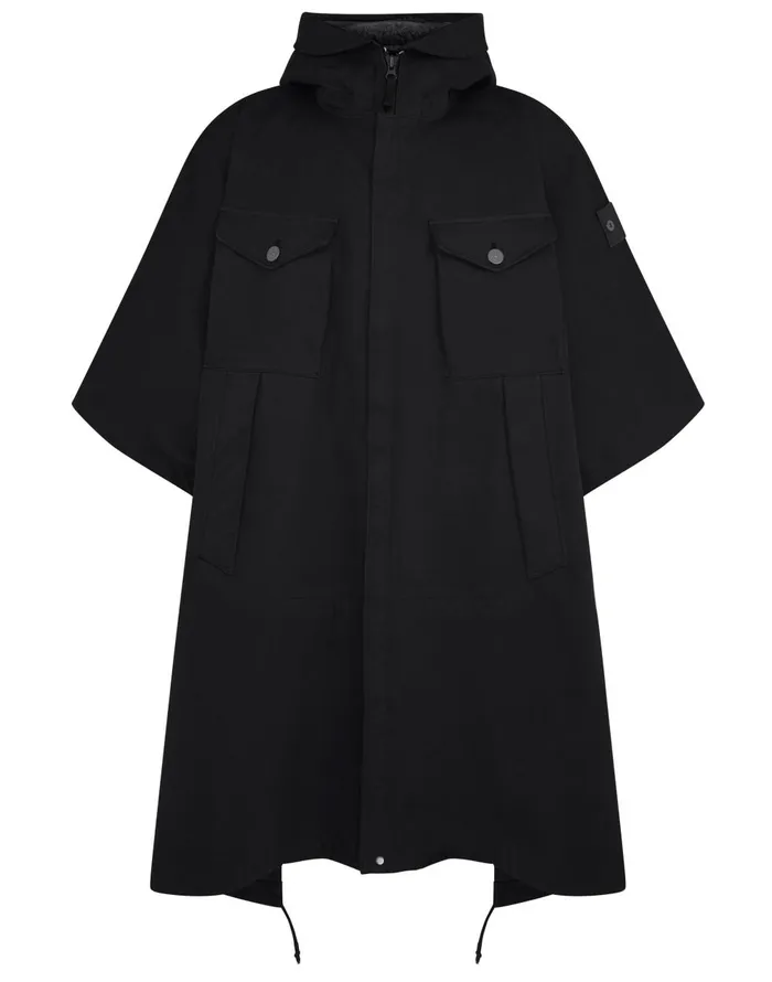 717F1 Raso Gommato Double Ghost Piece Hooded Cape In BlackJackets Black Mens Stone Island Coats and Jackets 717F1 Raso Gommato Double Ghost Piece Hooded Cape In BlackJackets Black Mens Stone Island Coats and Jackets