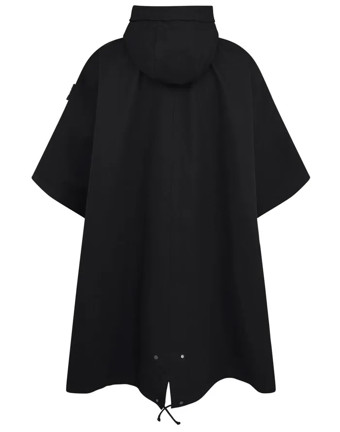717F1 Raso Gommato Double Ghost Piece Hooded Cape In BlackJackets Black Mens Stone Island Coats and Jackets