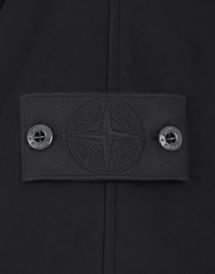 717F1 Raso Gommato Double Ghost Piece Hooded Cape In BlackJackets Black Mens Stone Island Coats and Jackets