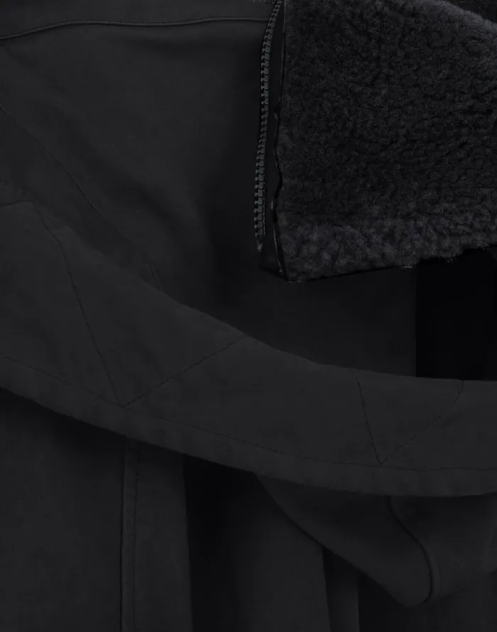 717F1 Raso Gommato Double Ghost Piece Hooded Cape In BlackJackets Black Mens Stone Island Coats and Jackets