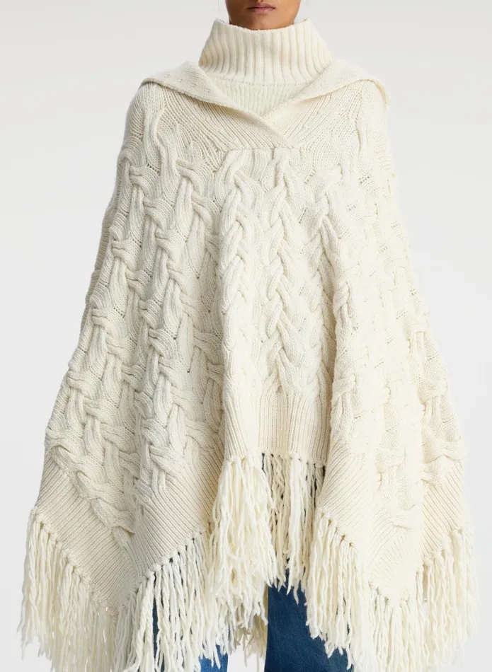 ALC Accessories Emilia Wool Cable Poncho Off White 8211 Women