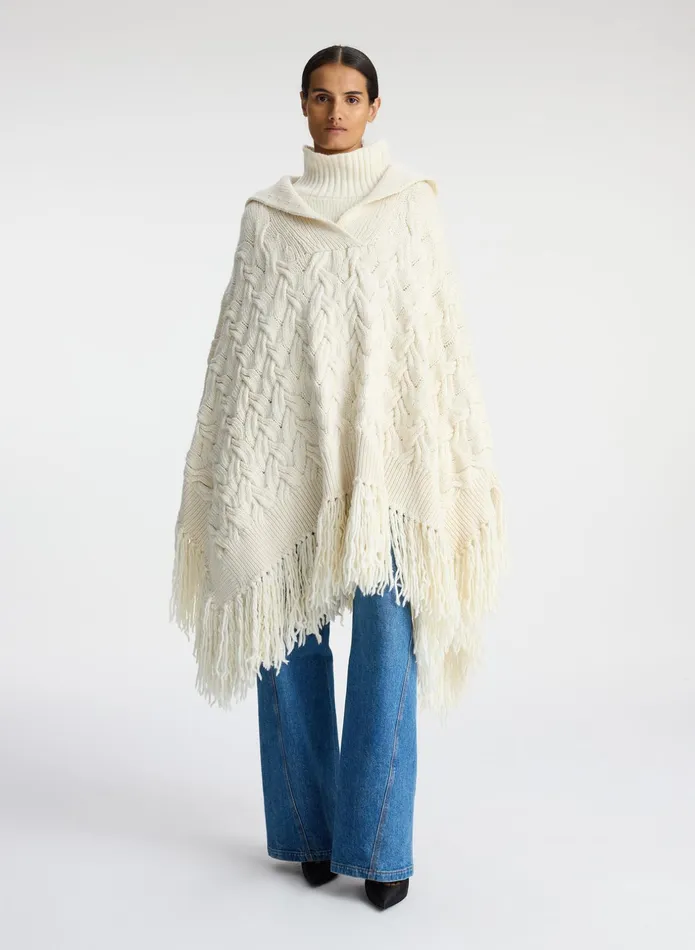ALC Accessories Emilia Wool Cable Poncho Off White 8211 Women