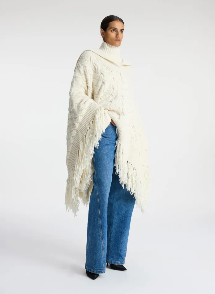 ALC Accessories Emilia Wool Cable Poncho Off White 8211 Women
