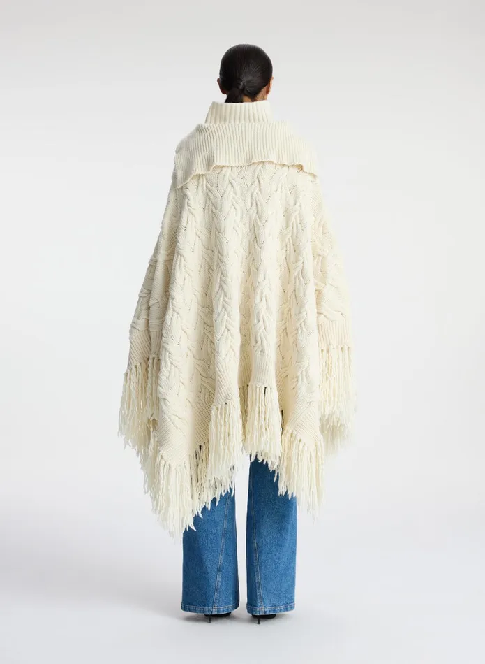 ALC Accessories Emilia Wool Cable Poncho Off White 8211 Women
