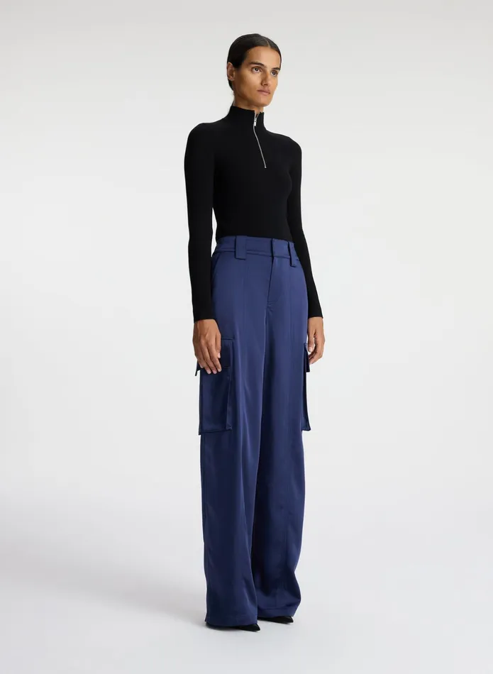 ALC Bottoms Bryan Satin Cargo Pant Evening Blue 8211 Women