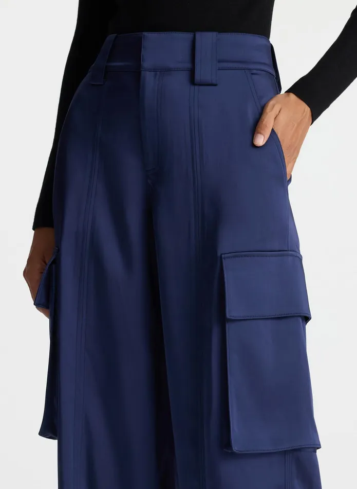 ALC Bottoms Bryan Satin Cargo Pant Evening Blue 8211 Women