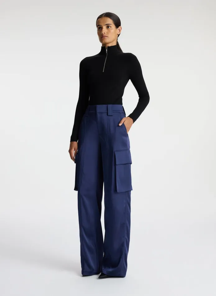 ALC Bottoms Bryan Satin Cargo Pant Evening Blue 8211 Women