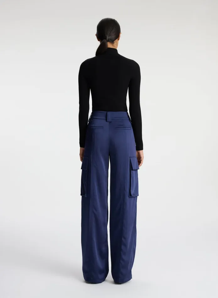 ALC Bottoms Bryan Satin Cargo Pant Evening Blue 8211 Women