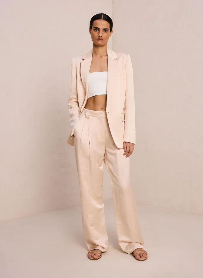 ALC Bottoms Mateo Linen Shine Pant Light Buff 8211 Women