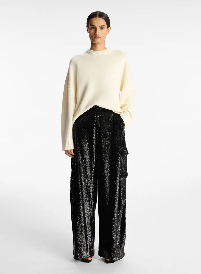 ALC Bottoms Megan Sequin Cargo Pant Black 8211 Women