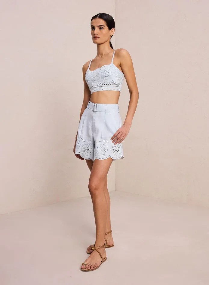ALC Bottoms Milos Linen Eyelet Short Ice Waterice Water 8211 Women