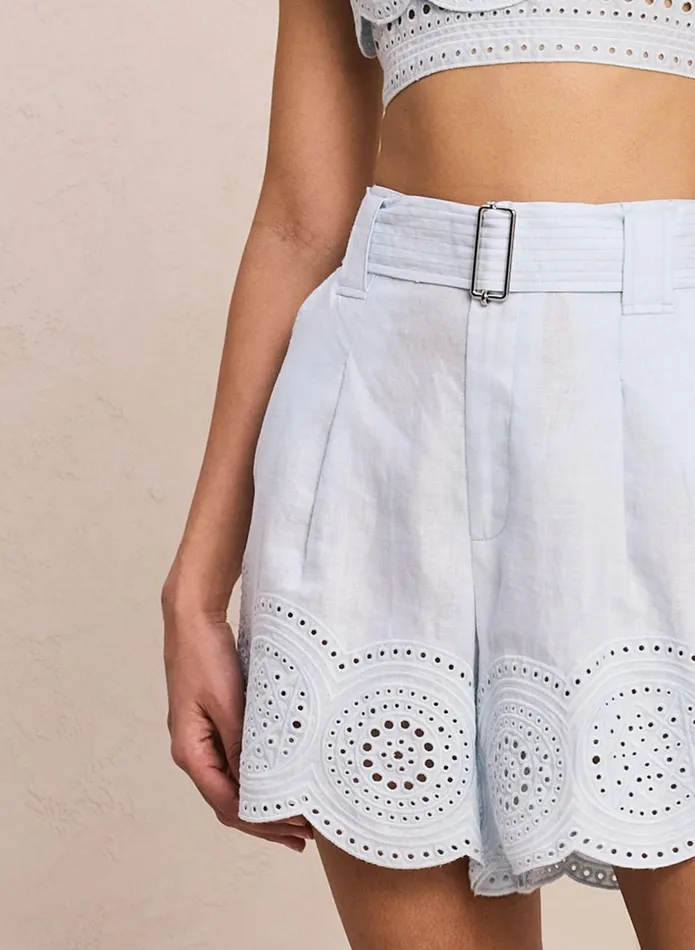 ALC Bottoms Milos Linen Eyelet Short Ice Waterice Water 8211 Women