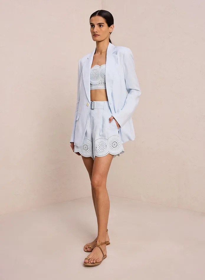 ALC Bottoms Milos Linen Eyelet Short Ice Waterice Water 8211 Women