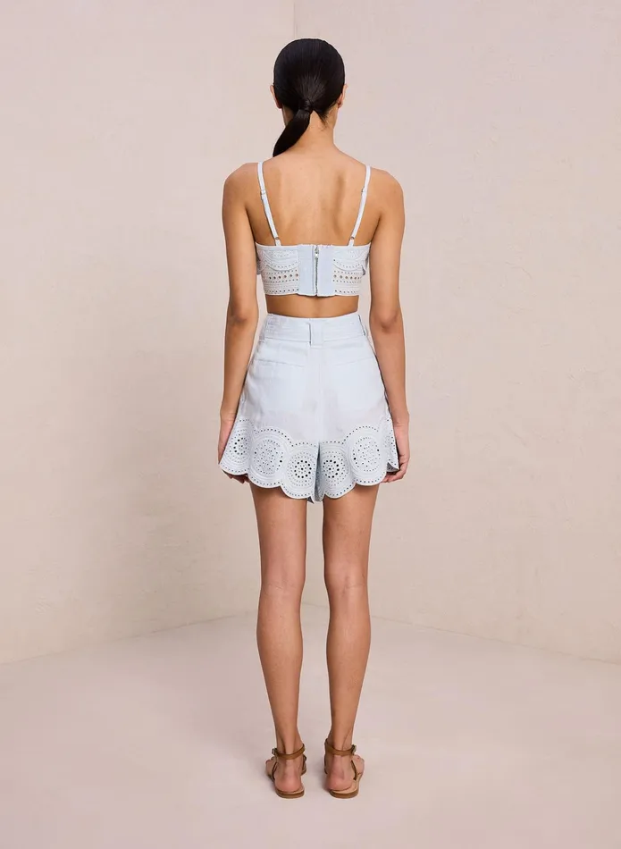 ALC Bottoms Milos Linen Eyelet Short Ice Waterice Water 8211 Women