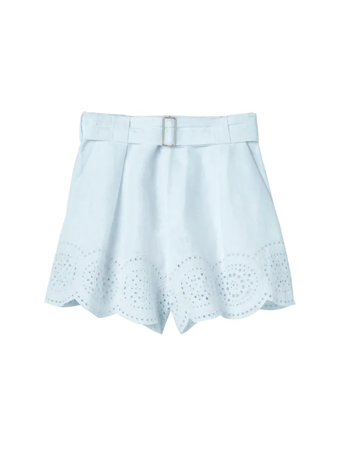 ALC Bottoms Milos Linen Eyelet Short Ice Waterice Water 8211 Women