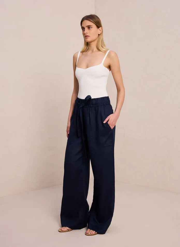ALC Bottoms Naomi Linen Wide Leg Pant Midnight 8211 Women