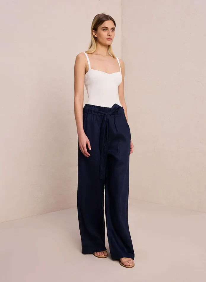 ALC Bottoms Naomi Linen Wide Leg Pant Midnight 8211 Women