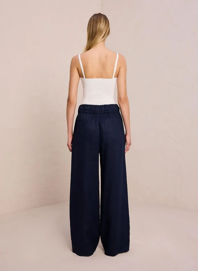 ALC Bottoms Naomi Linen Wide Leg Pant Midnight 8211 Women