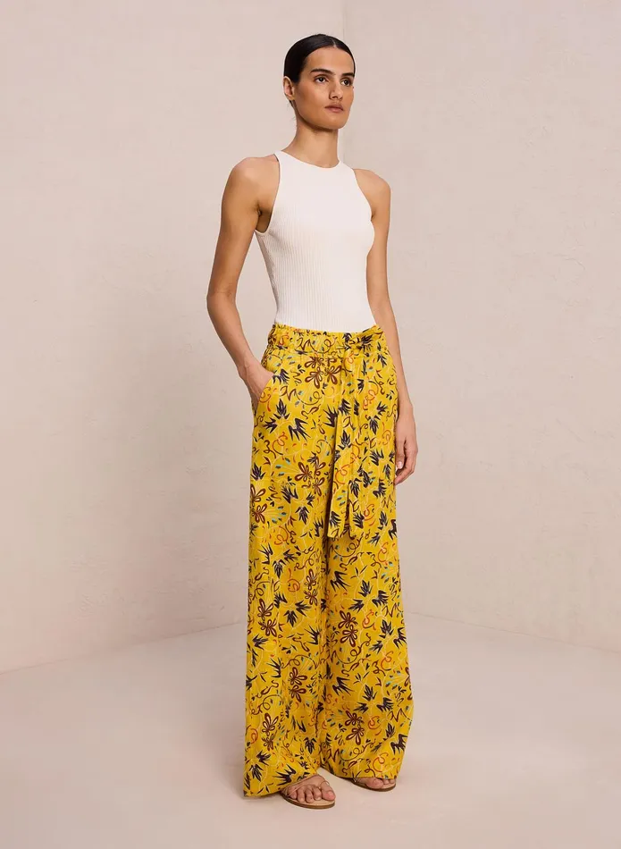 ALC Bottoms Naomi Linen Wide Leg Pant Sole Multi 8211 Women
