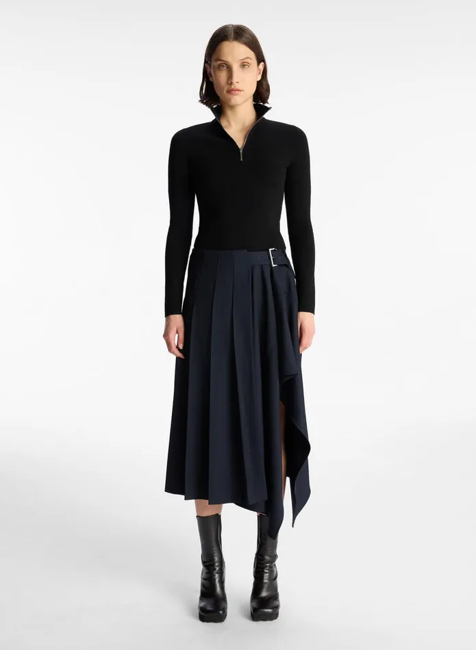 ALC Bottoms Wayland Pleated Midi Skirt Navy 8211 Women