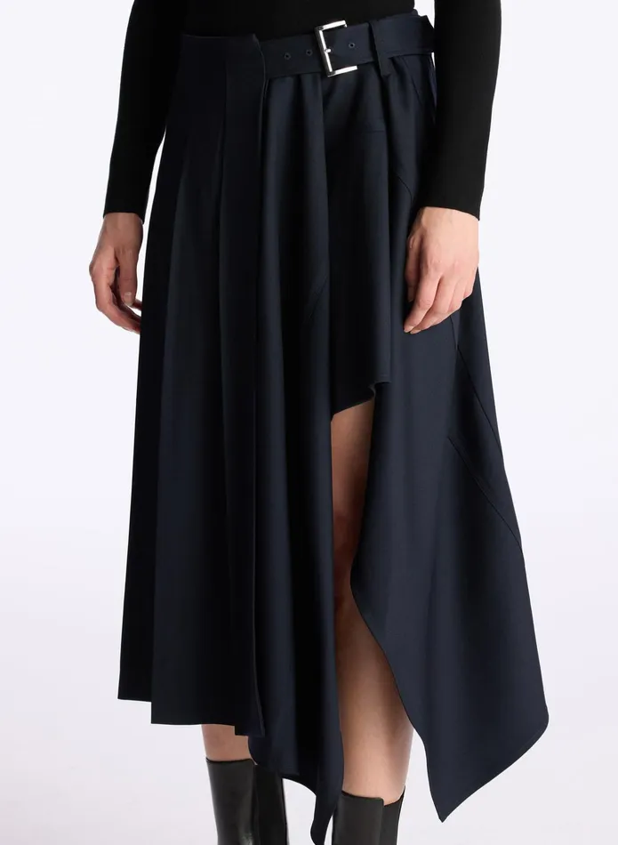 ALC Bottoms Wayland Pleated Midi Skirt Navy 8211 Women