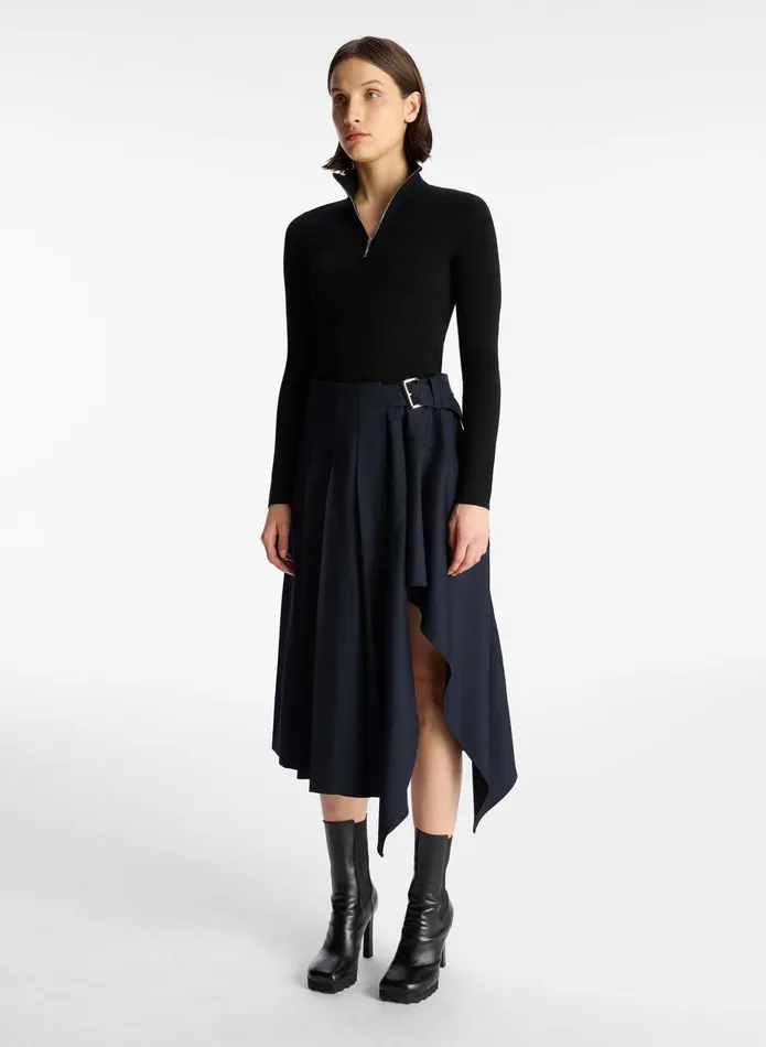 ALC Bottoms Wayland Pleated Midi Skirt Navy 8211 Women
