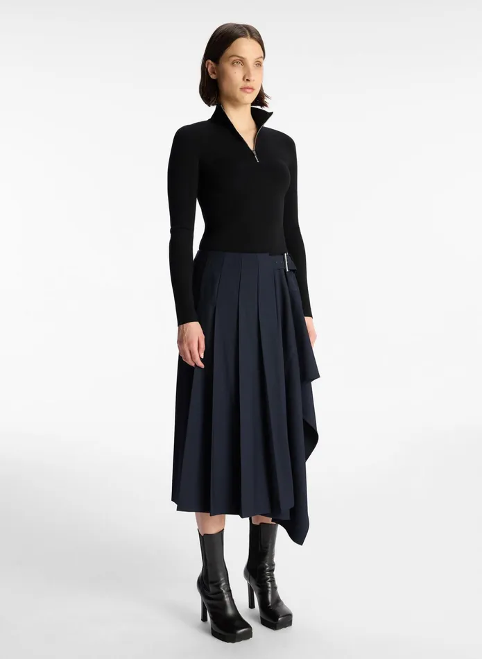 ALC Bottoms Wayland Pleated Midi Skirt Navy 8211 Women