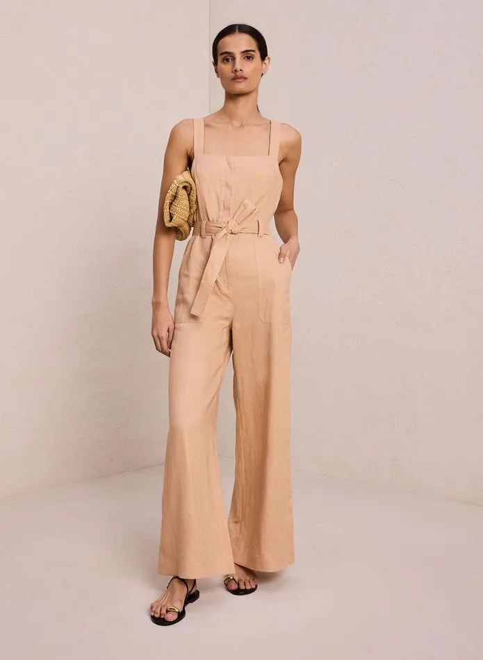 ALC Bottoms Winslow Linen Jumpsuit Biscotti 8211 Women