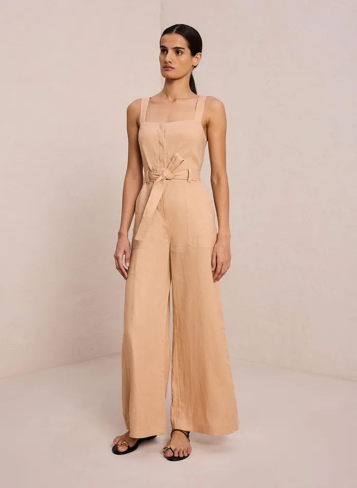 ALC Bottoms Winslow Linen Jumpsuit Biscotti 8211 Women
