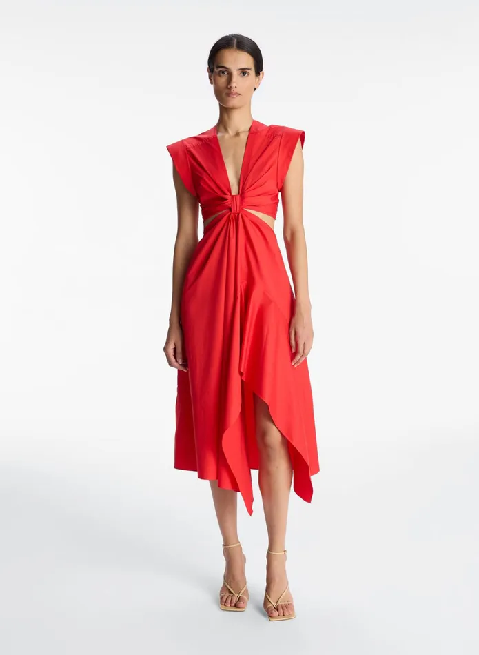 ALC Dresses Alessia Cotton Midi Dress Ruby 8211 Women