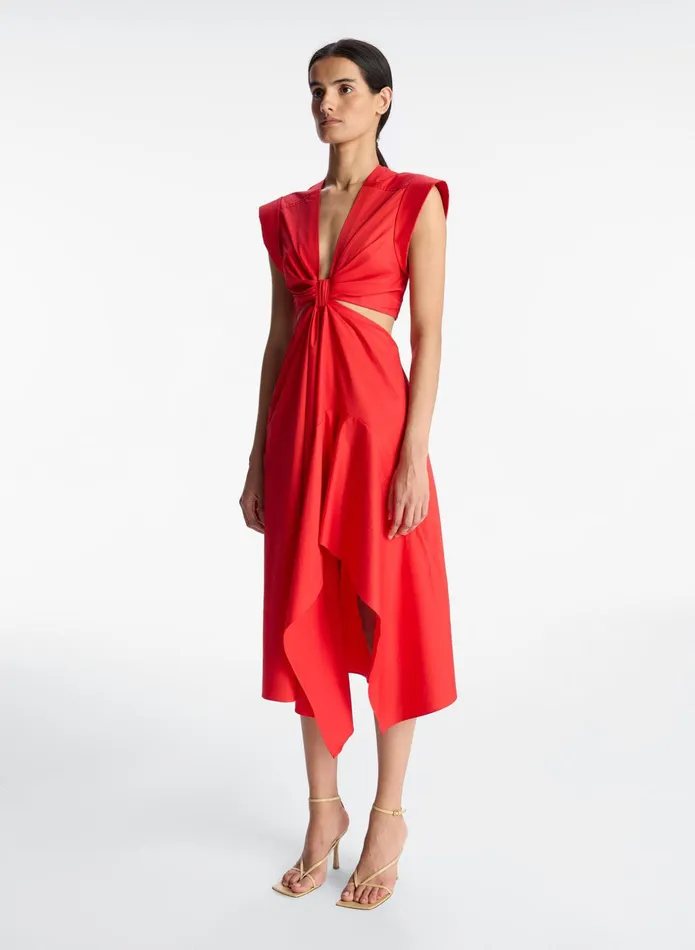 ALC Dresses Alessia Cotton Midi Dress Ruby 8211 Women