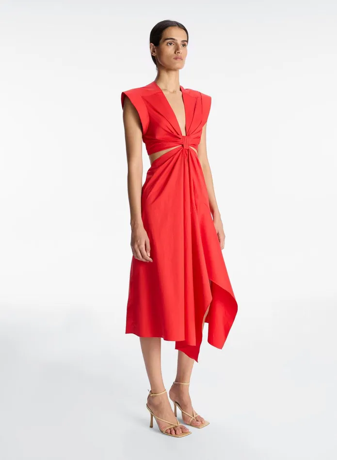 ALC Dresses Alessia Cotton Midi Dress Ruby 8211 Women