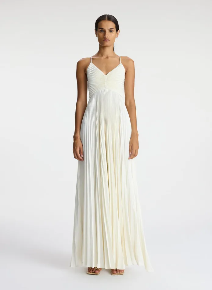 ALC Dresses Aries Satin Pleated Dress Whisper White 8211 Women