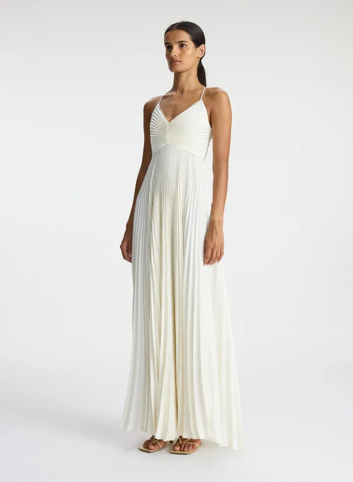 ALC Dresses Aries Satin Pleated Dress Whisper White 8211 Women