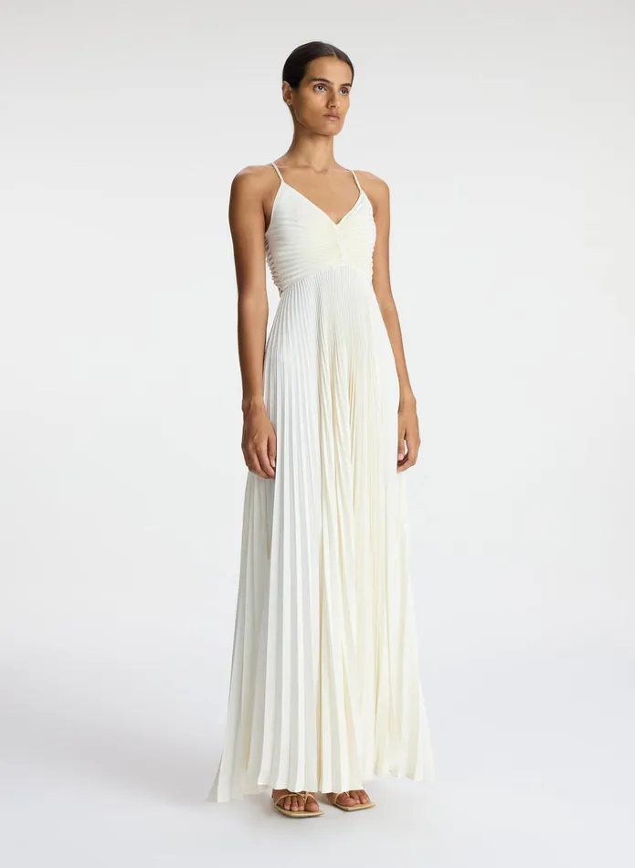 ALC Dresses Aries Satin Pleated Dress Whisper White 8211 Women