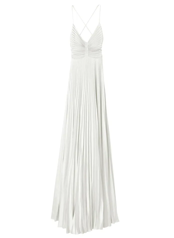 ALC Dresses Aries Satin Pleated Dress Whisper White 8211 Women