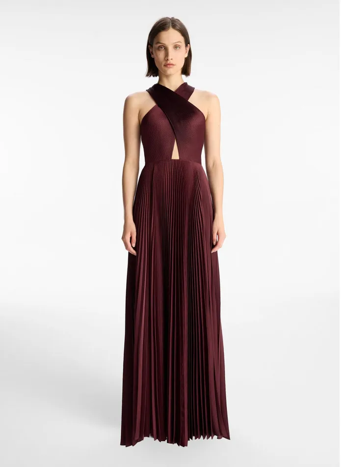 ALC Dresses Athena Satin Pleated Dress Chicory 8211 Women