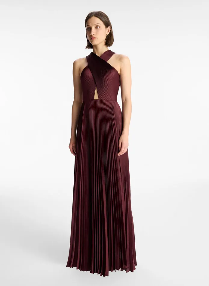ALC Dresses Athena Satin Pleated Dress Chicory 8211 Women