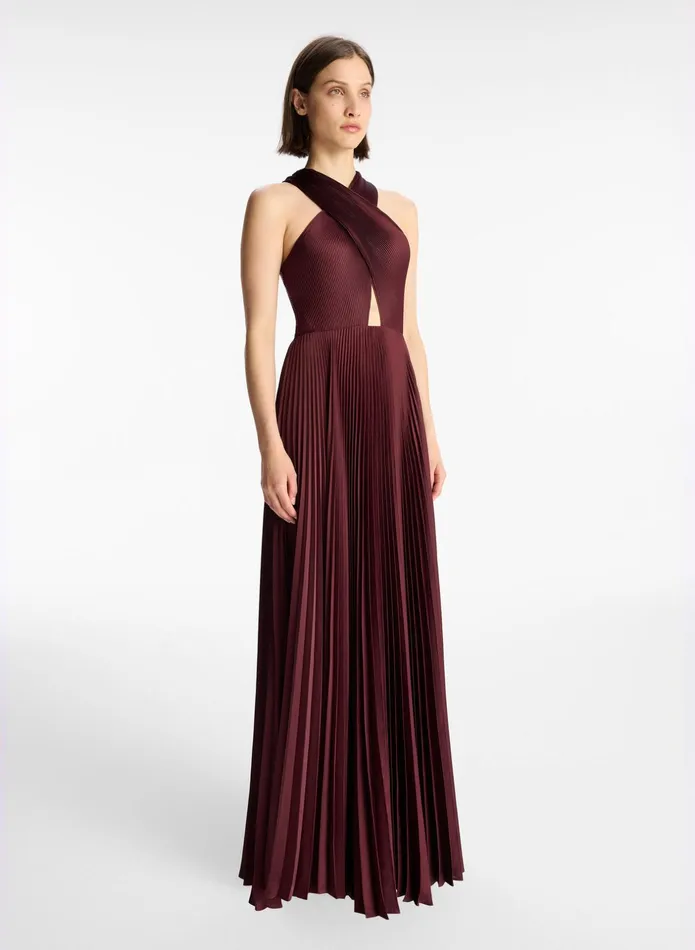 ALC Dresses Athena Satin Pleated Dress Chicory 8211 Women