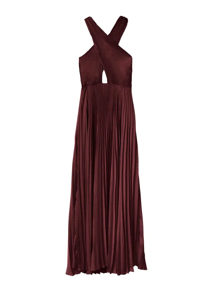 ALC Dresses Athena Satin Pleated Dress Chicory 8211 Women