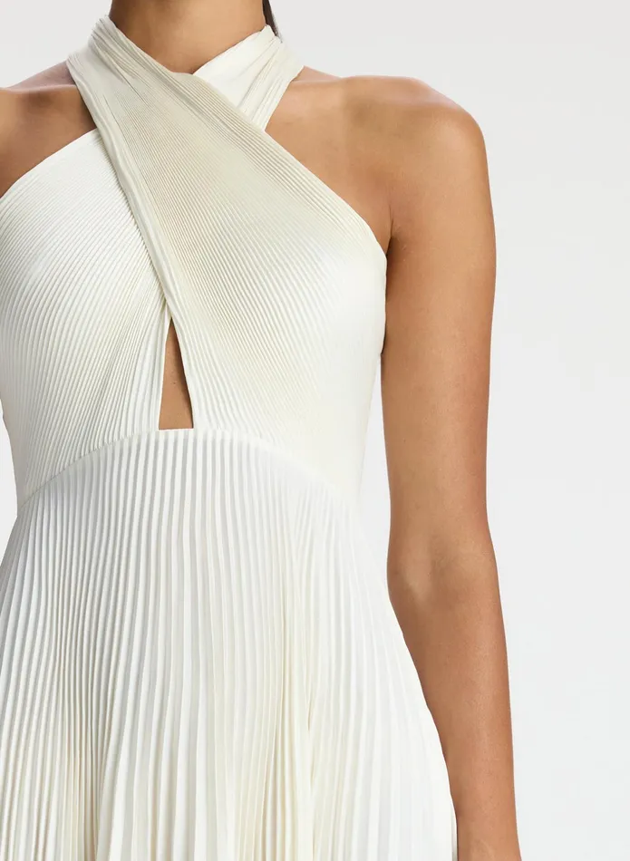ALC Dresses Athena Satin Pleated Dress Whisper White 8211 Women