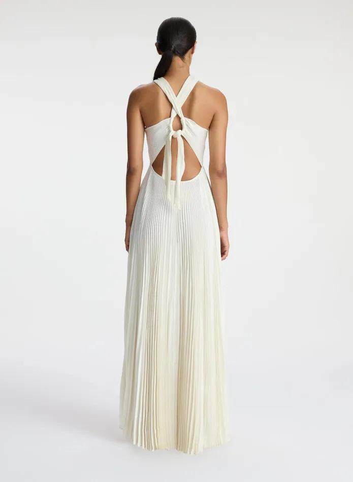 ALC Dresses Athena Satin Pleated Dress Whisper White 8211 Women