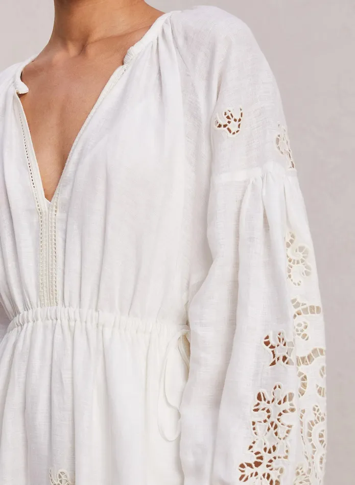 ALC Dresses Capri Embroidered Linen Dress Whiteoff White 8211 Women