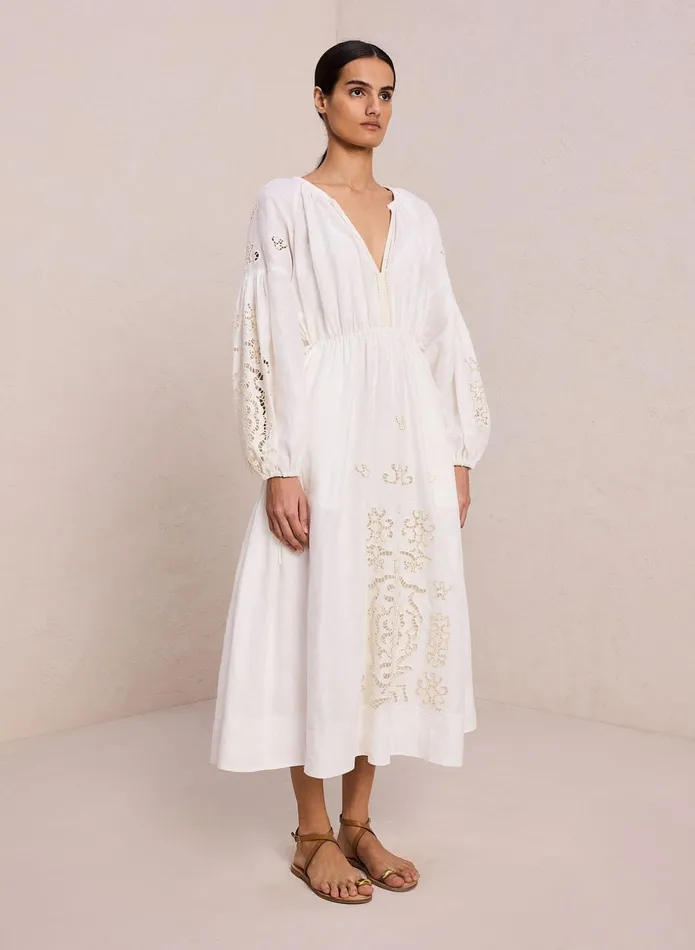 ALC Dresses Capri Embroidered Linen Dress Whiteoff White 8211 Women