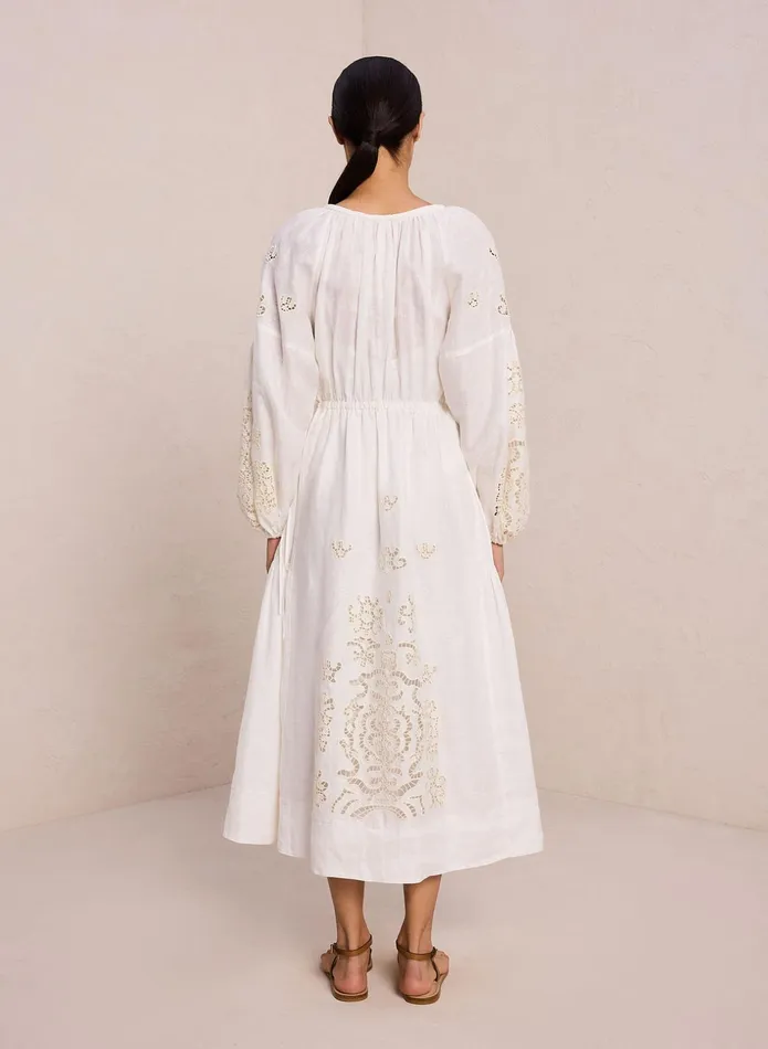 ALC Dresses Capri Embroidered Linen Dress Whiteoff White 8211 Women