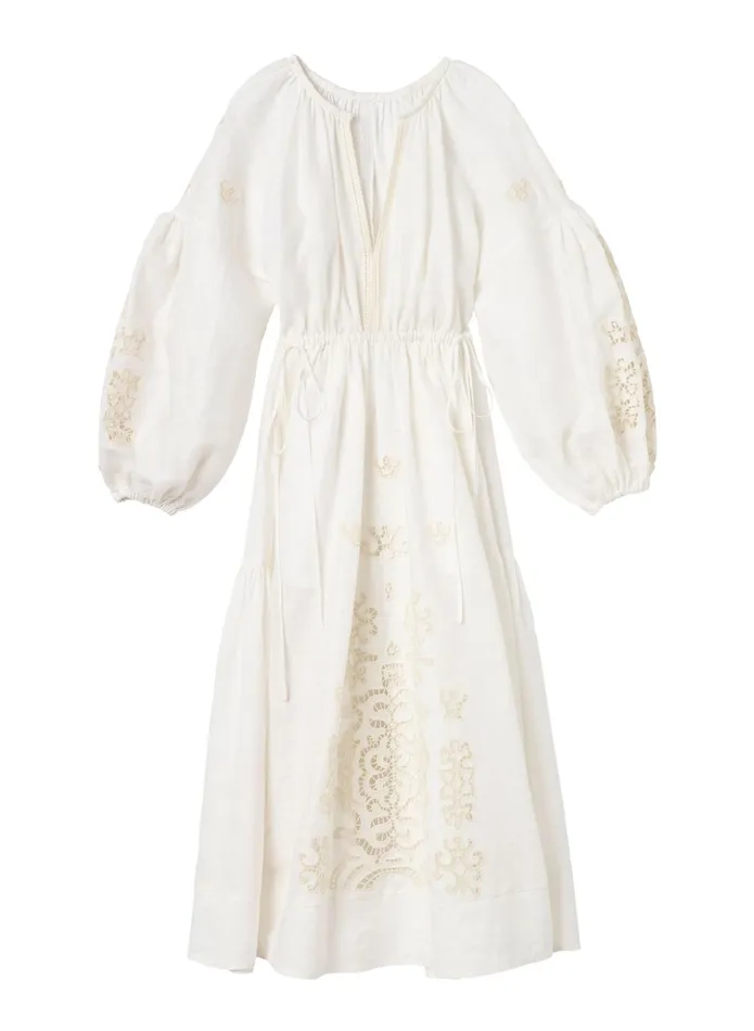 ALC Dresses Capri Embroidered Linen Dress Whiteoff White 8211 Women