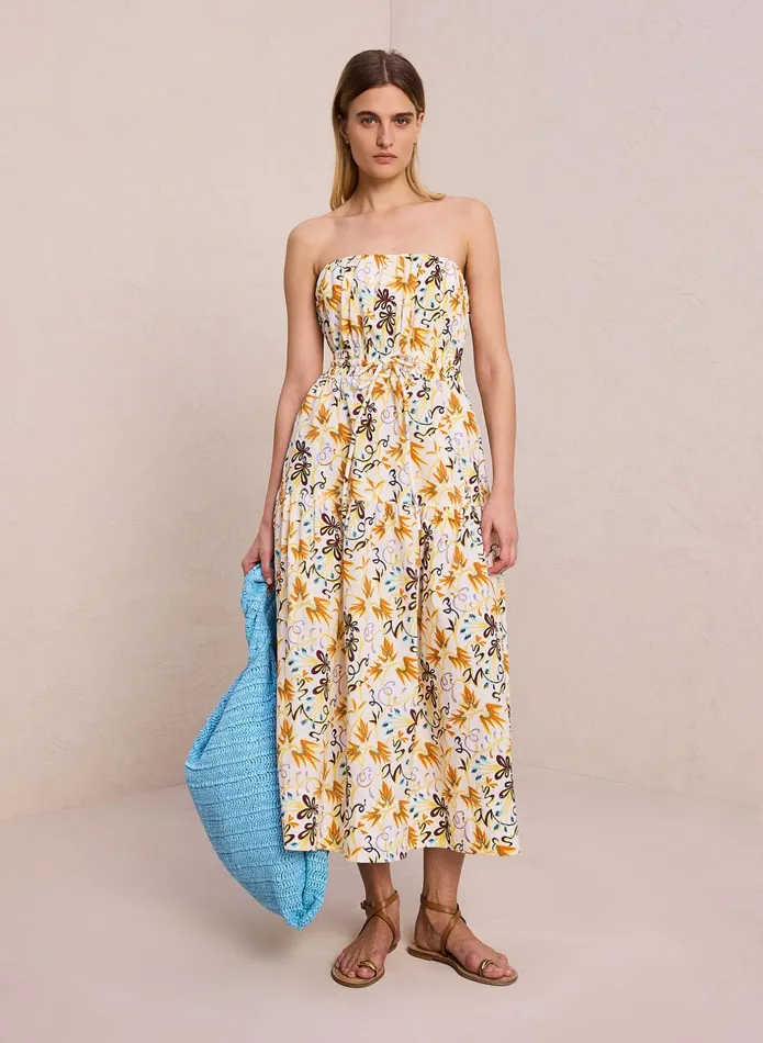 ALC Dresses Clark Strapless Midi Dress White Multi 8211 Women